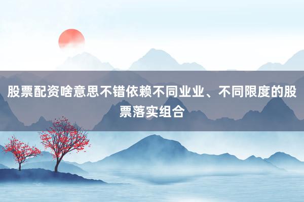 股票配资啥意思不错依赖不同业业、不同限度的股票落实组合