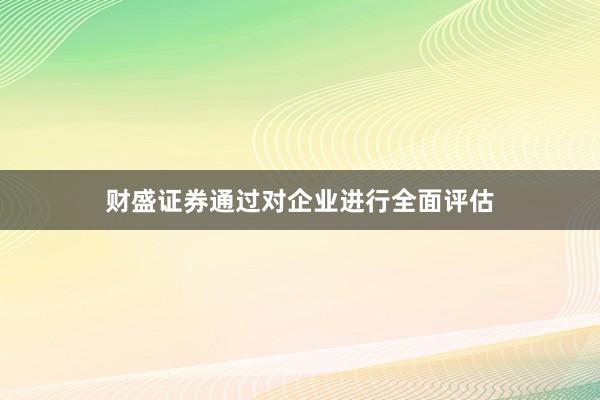 财盛证券通过对企业进行全面评估
