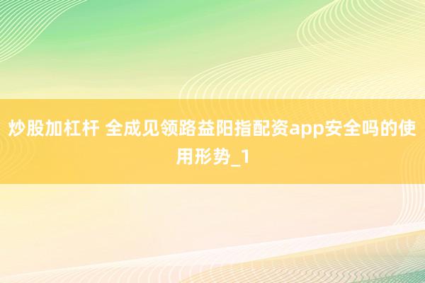 炒股加杠杆 全成见领路益阳指配资app安全吗的使用形势_1