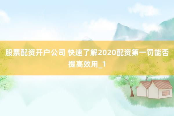 股票配资开户公司 快速了解2020配资第一罚能否提高效用_1